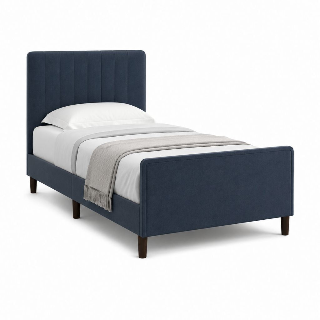 Polsterbett Einzelbett Dunkelblau Polyester Rechteckig 90 x 200 cm