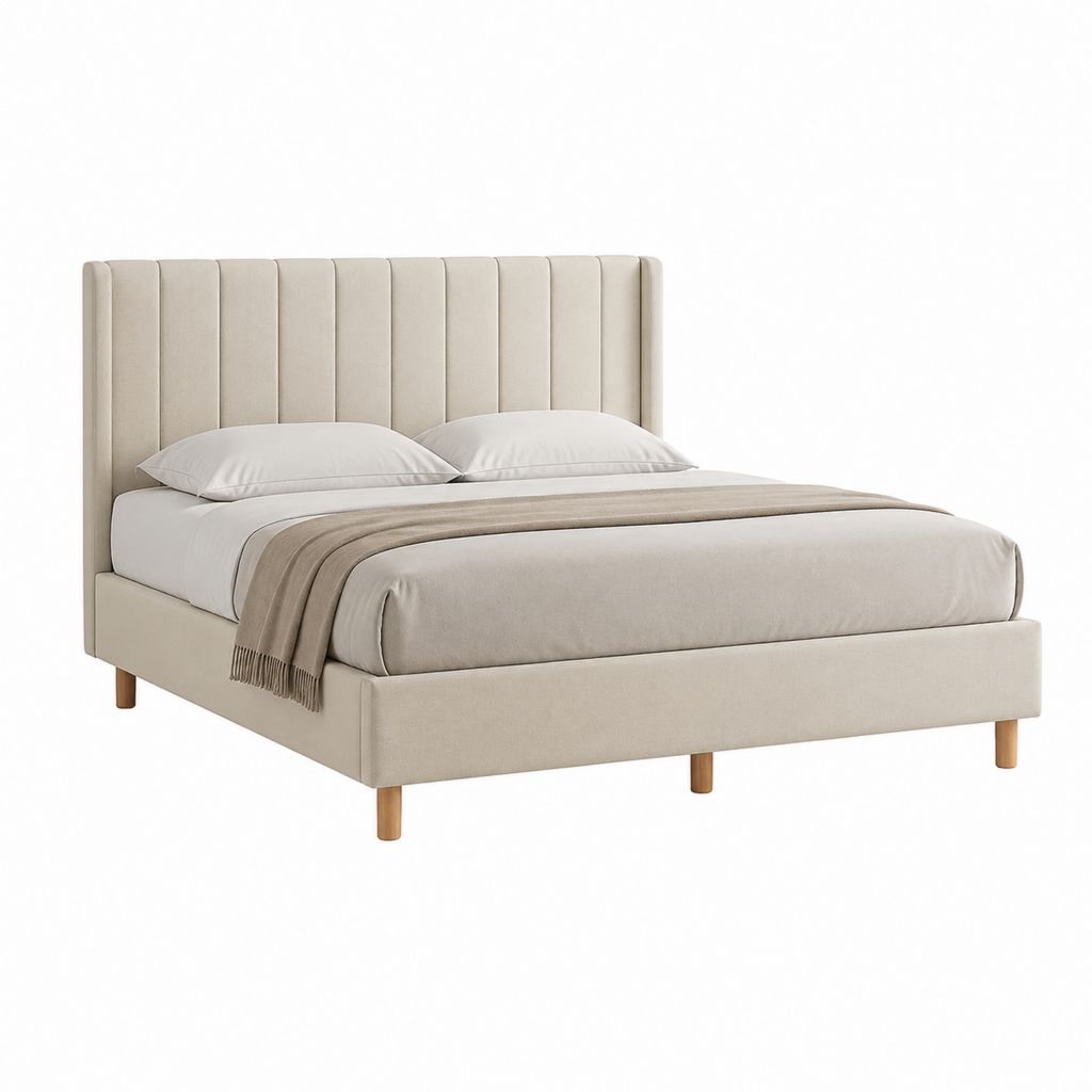 Polsterbett Doppelbett Beige mit Polyesterbezug rechteckig 160 x 200 cm