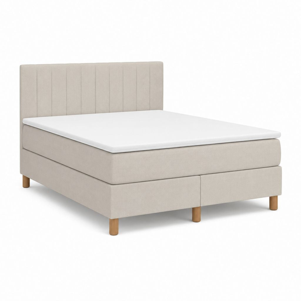 Boxspringbett mit Topper Beige Polyester Rechteckig Liegefläche 180 x 200 cm