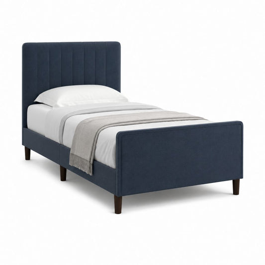 Polsterbett Einzelbett Dunkelblau Polyester Rechteckig 90 x 200 cm