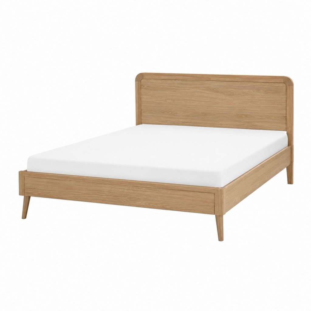 Doppelbett Bettgestell Natur Eiche Massivholz rechteckig 160 x 200 cm