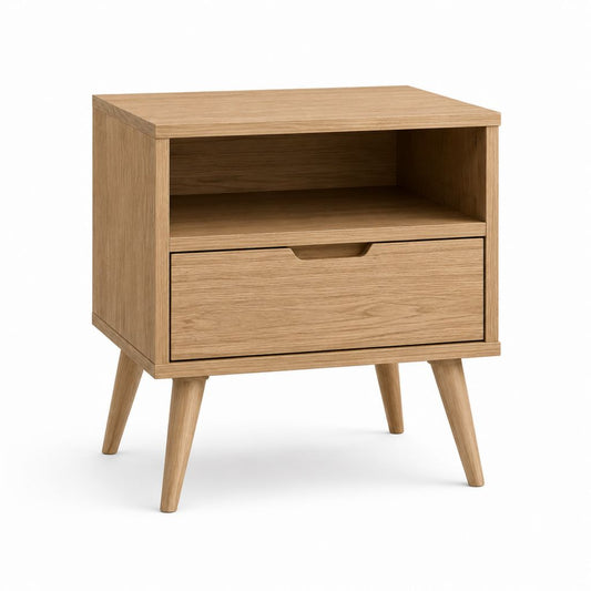 Nachttisch aus MDF mit Eichenfurnier rechteckig 45 x 40 x 60 cm