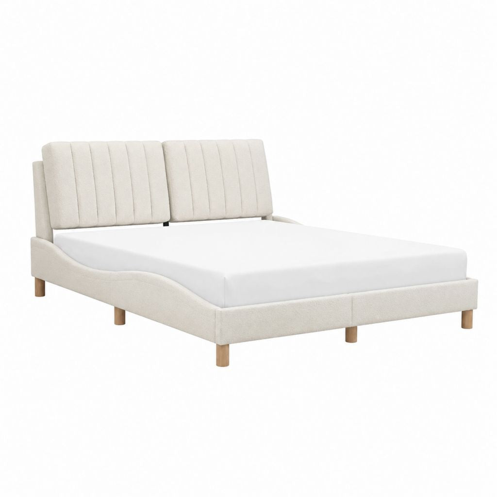 Polsterbett Doppelbett Creme Polyester Rechteckig 160 x 200 cm