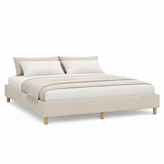 Polsterbett Doppelbett Beige Polyester Rechteckig 160 x 200 cm