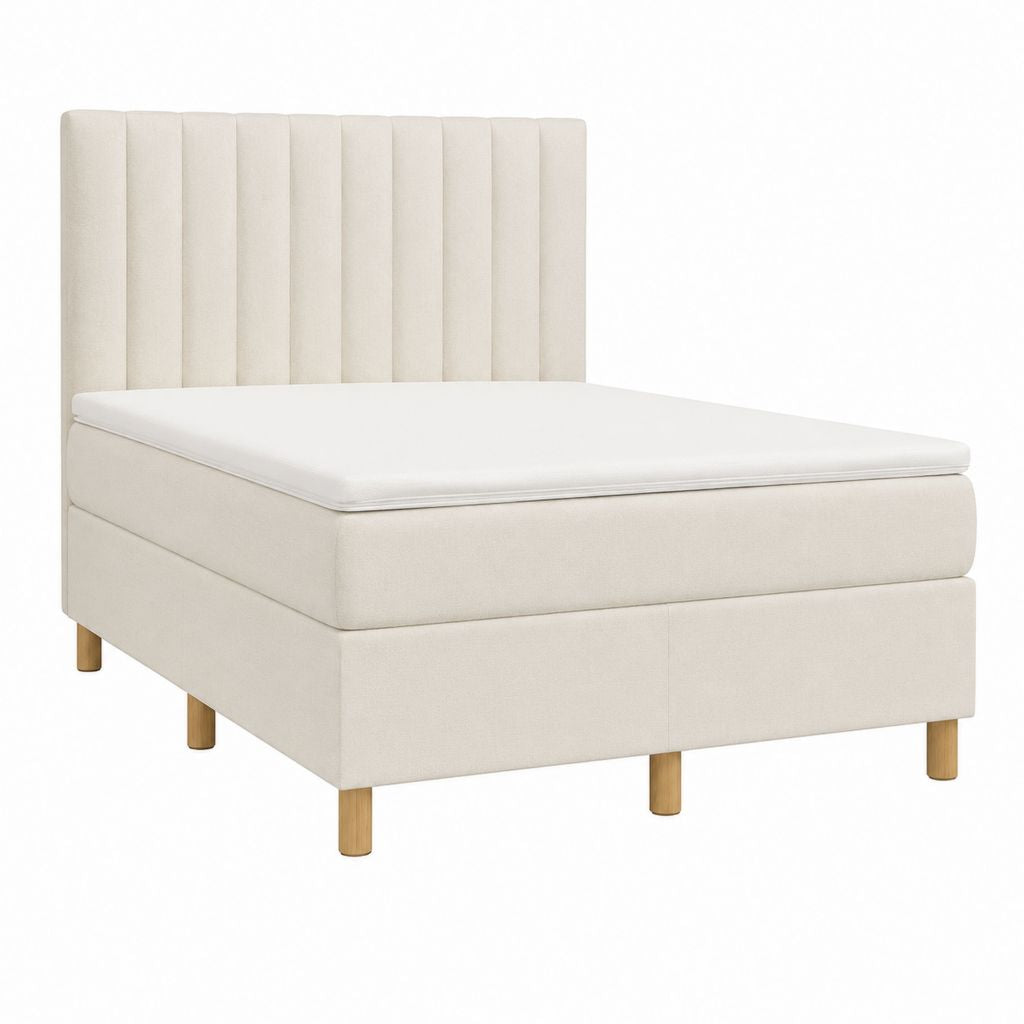 Polsterbett Creme Polyester Rechteckig 160 x 200 cm mit Matratze