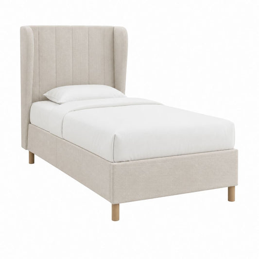 Polsterbett Einzelbett Beige Polyester Rechteckig 90 x 200 cm