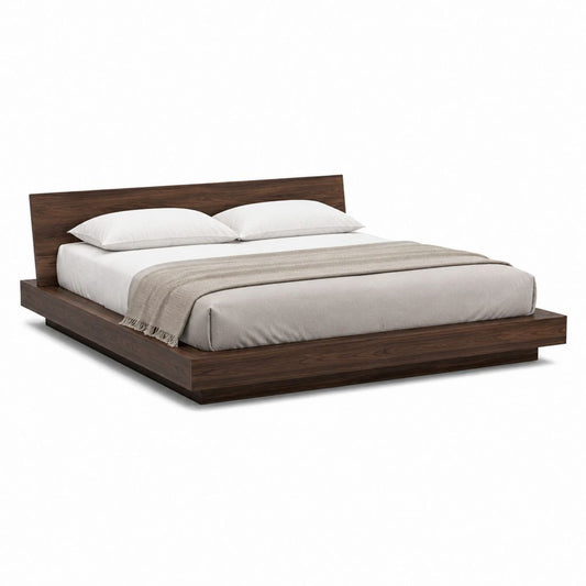 Doppelbett Bettgestell dunkelbraun MDF mit Nussbaum-Dekor rechteckig 180 x 200 cm