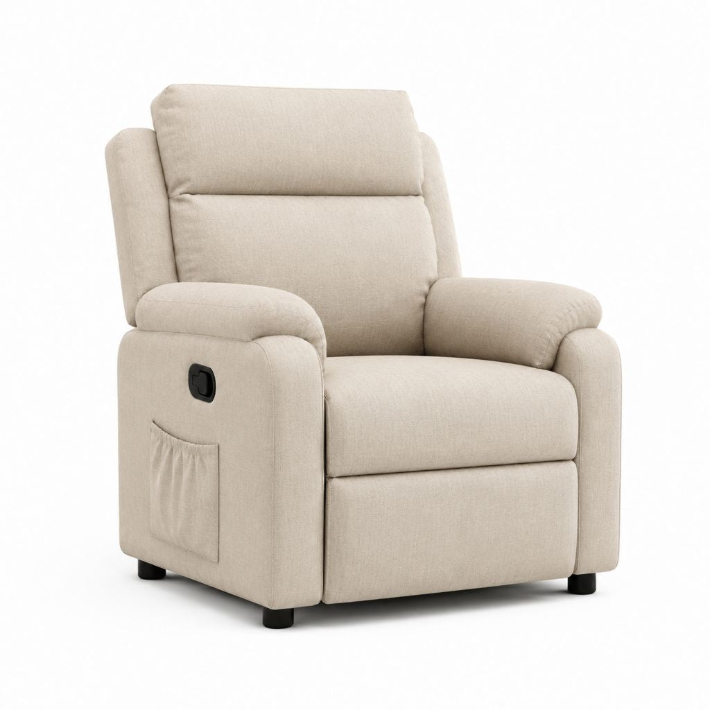 Manueller Relaxsessel Fernsehsessel Beige Polyester Rechteckig 88 x 95 x 102 cm