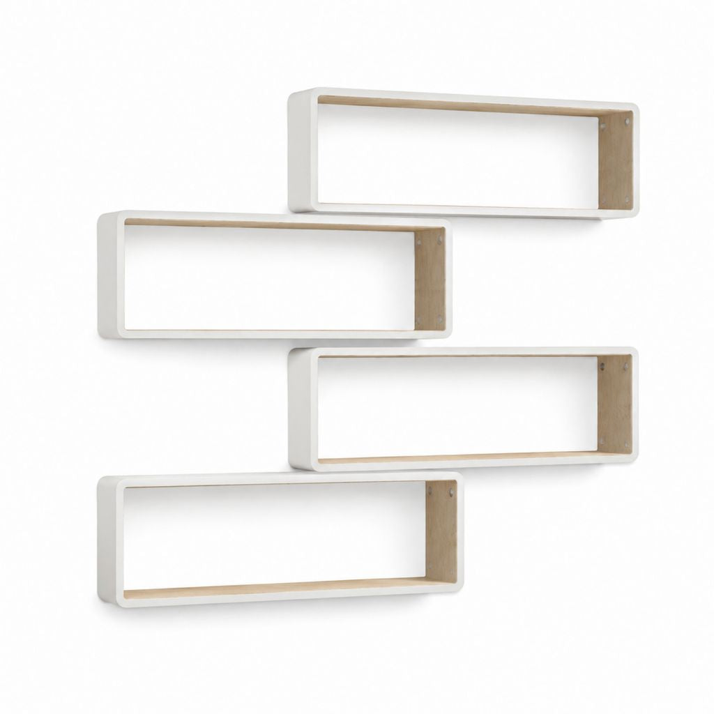 Wandregal 4er Set Weiß Natur MDF rechteckig 60 x 20 x 18 cm