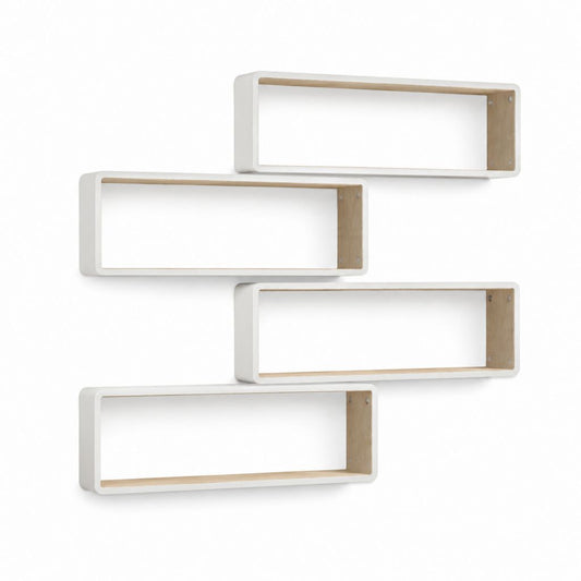 Wandregal 4er Set Weiß Natur MDF rechteckig 60 x 20 x 18 cm