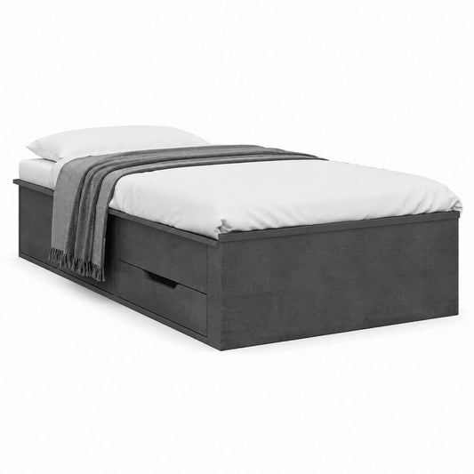 Stauraumbett Einzelbett Anthrazit MDF rechteckig mit 2 Schubladen 90 x 200 cm
