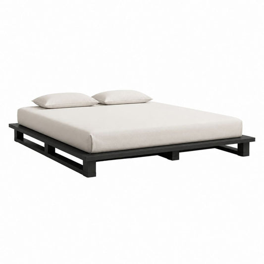 Bettgestell Futonbett Schwarz aus massivem Kiefernholz für Matratze 180 x 200 cm