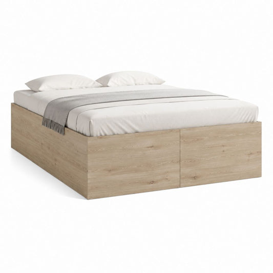 Stauraumbett Doppelbett Eiche hell Spanplatte rechteckig 180 x 200 cm