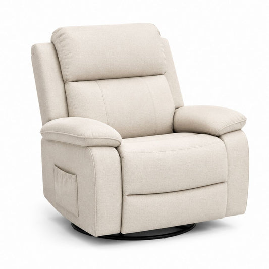 Drehsessel Beige mit Polyesterbezug und Schaumstoffpolsterung 86 x 92 x 102 cm
